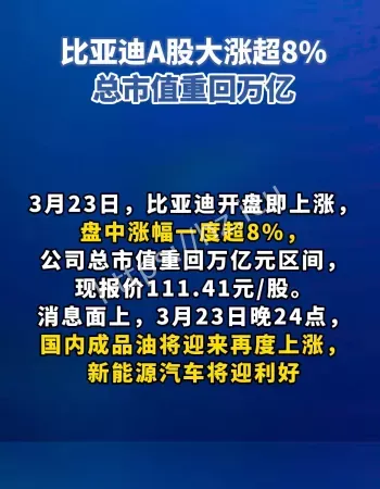 比亚迪A股大涨